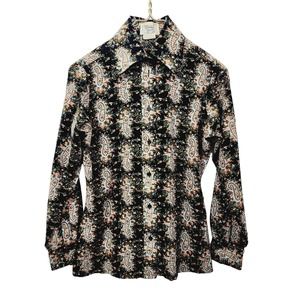 Vintage Porterhouse Regina Porter Button Front Shirt Black Paisley Womens Size 6